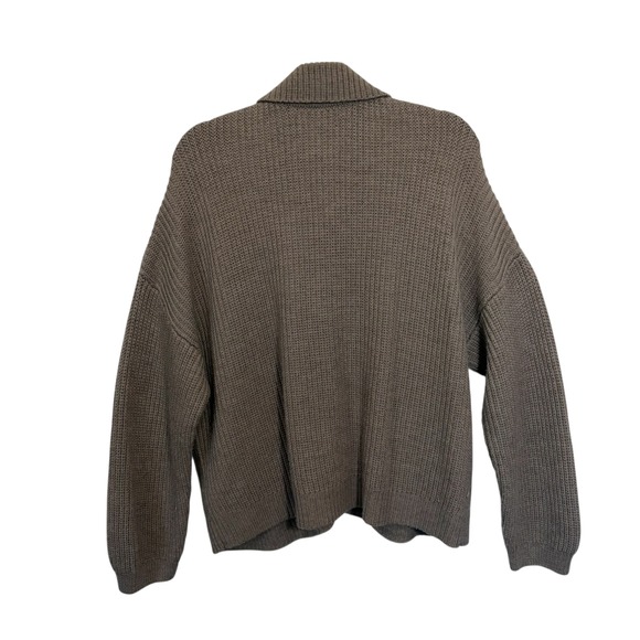 Quince Australian Merino Wool Collared Cable Cardigan Malted Toffee Large - Picture 3 of 10